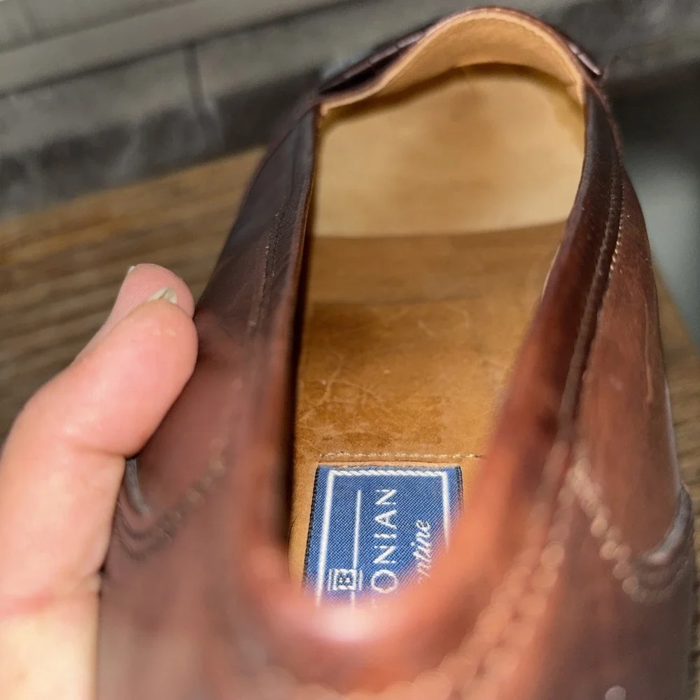 Bostonian Mens Vero Italian Florentine Saddle Brown Slip On 11 M 24752-513 EUC